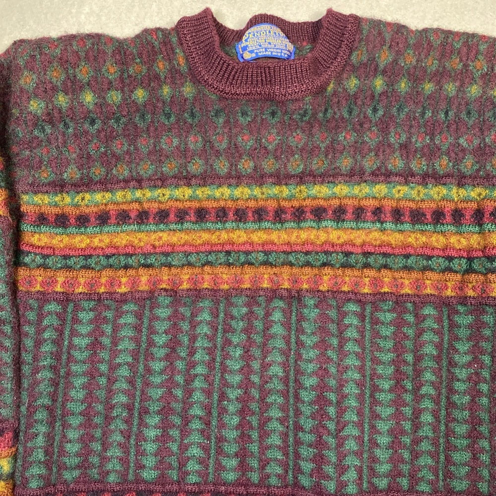 Vintage Pendleton Sweater Mens Medium Small Virgin Wool Lobo Crewneck Knit USA - Picture 2 of 9